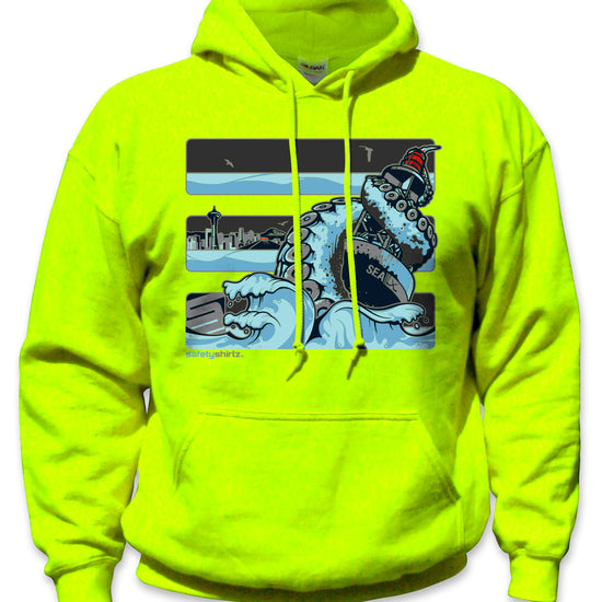Seattle Ice Hi-Vis Safety Stripe Hoodie - Sea Blue/Reflective/Yellow (Safety Green)