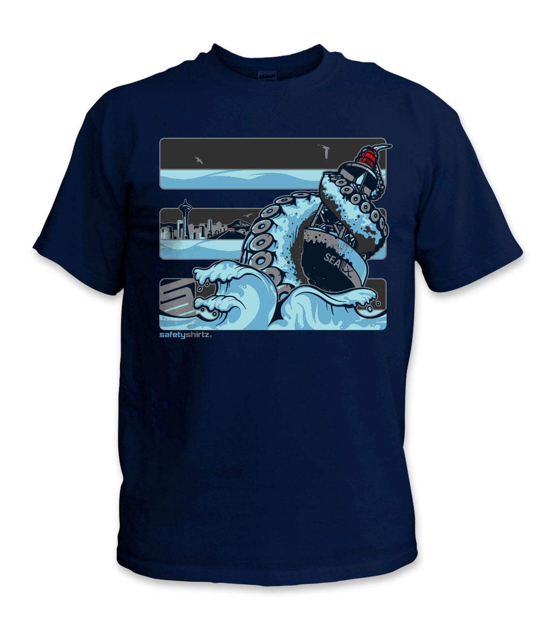 Seattle Ice Safety Stripe Shirt - Sea Blue/Reflective/Navy Blue