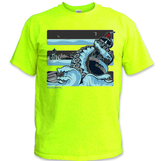 Seattle Ice Safety Stripe Shirt - Sea Blue/Reflective/Yellow(Safety Green)