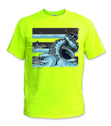 Seattle Ice Safety Stripe Shirt - Sea Blue/Reflective/Yellow(Safety Green)