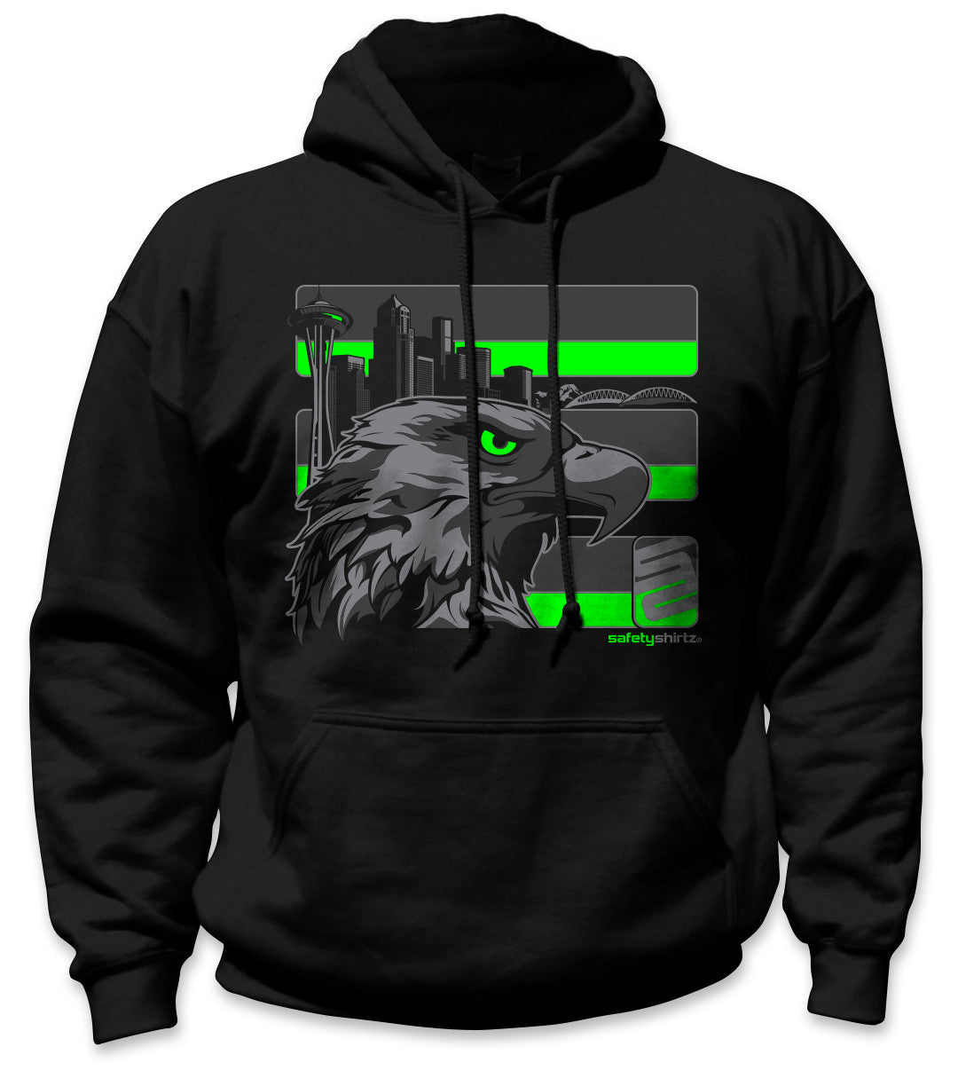 Seattle Stealth Hi-Vis Safety Stripe Hoodie - Neon Green/Reflective/Black