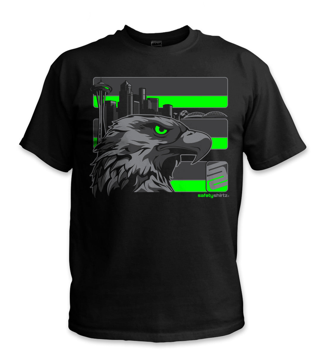 Seattle Stealth Hi-Vis Safety Stripe Tee - Neon Green/Reflective/Black