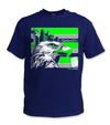 Seattle Hi-Vis Safety Stripe Shirt - Neon Green/Gray/Navy Blue
