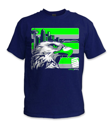 Seattle Hi-Vis Safety Stripe Shirt - Neon Green/Gray/Navy Blue