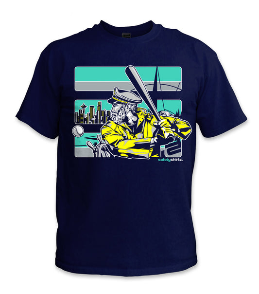 The Skipper Hi-Vis Safety Stripe Shirt - Turq/Neon Yellow/Navy Blue