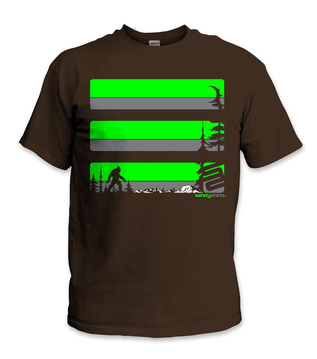 Sasquatch Safety Shirt - Green/Dark Gray/Brown