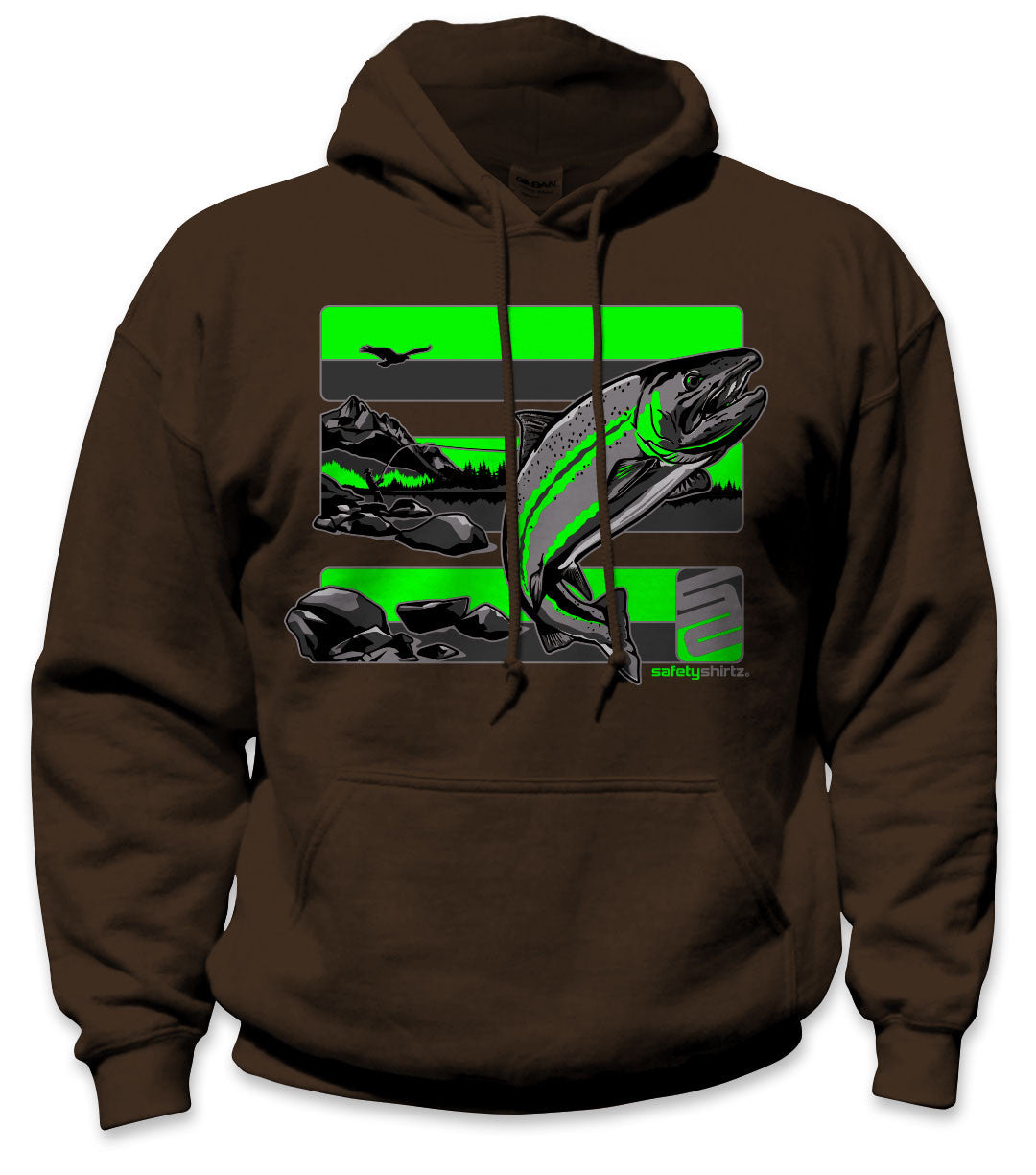 Steelhead Safety Hoodie - Green/Reflective/Brown