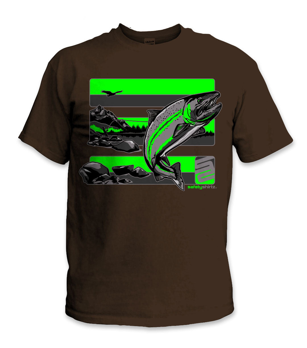 Steelhead Safety Shirt - Green/Reflective/Brown