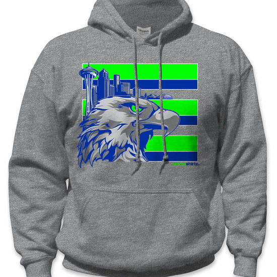 Throwback Seattle Hi-Vis Safety Stripe Hoodie - Neon Green/Bright Blue/Sport Gray