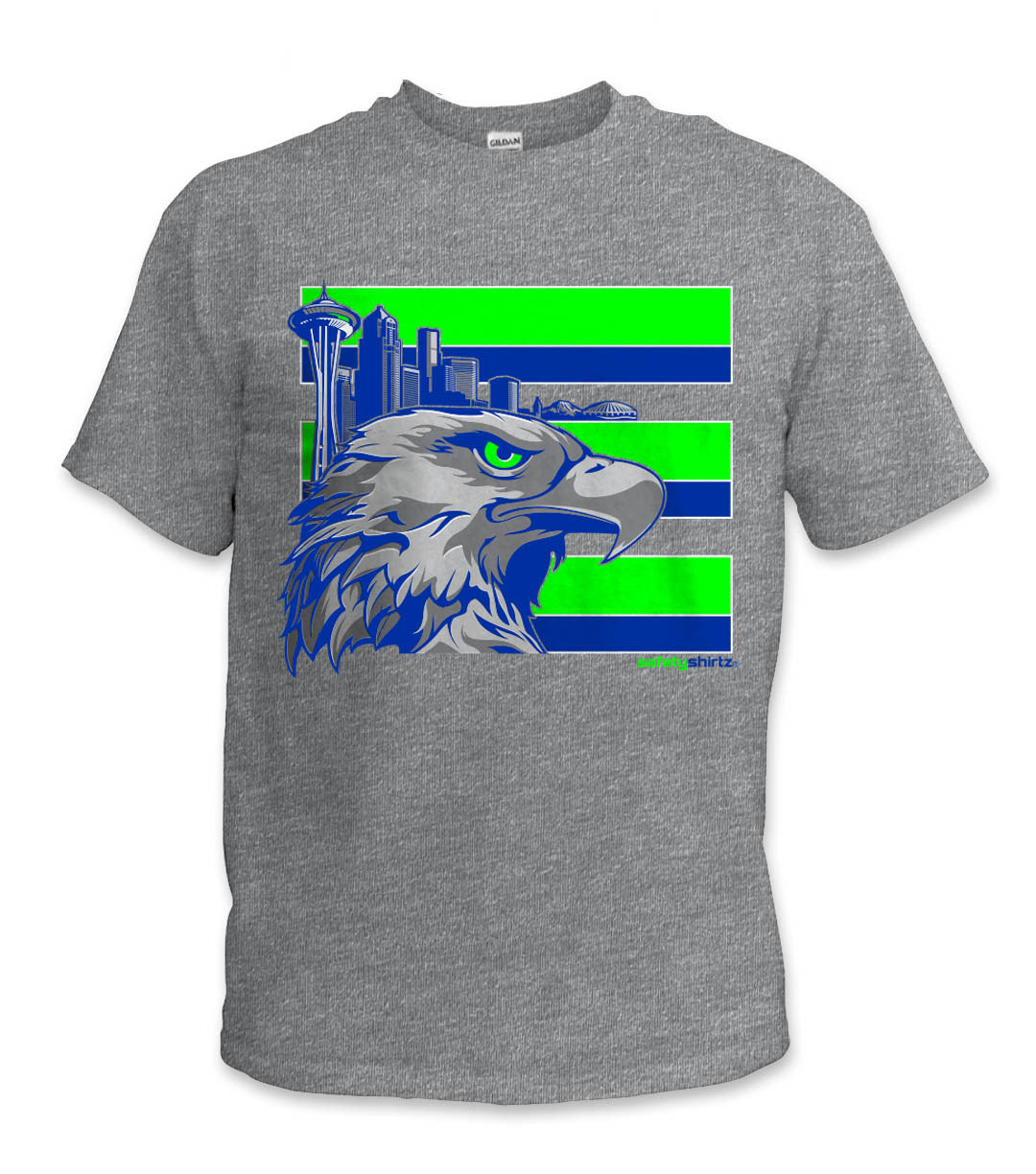 SafetyShirtz - Throwback Seattle Safety Shirt - Green/Blue/Sport Gray