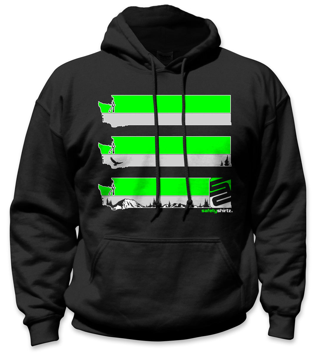 Washington State Hi-Vis Safety Hoodie - Neon Green/Black