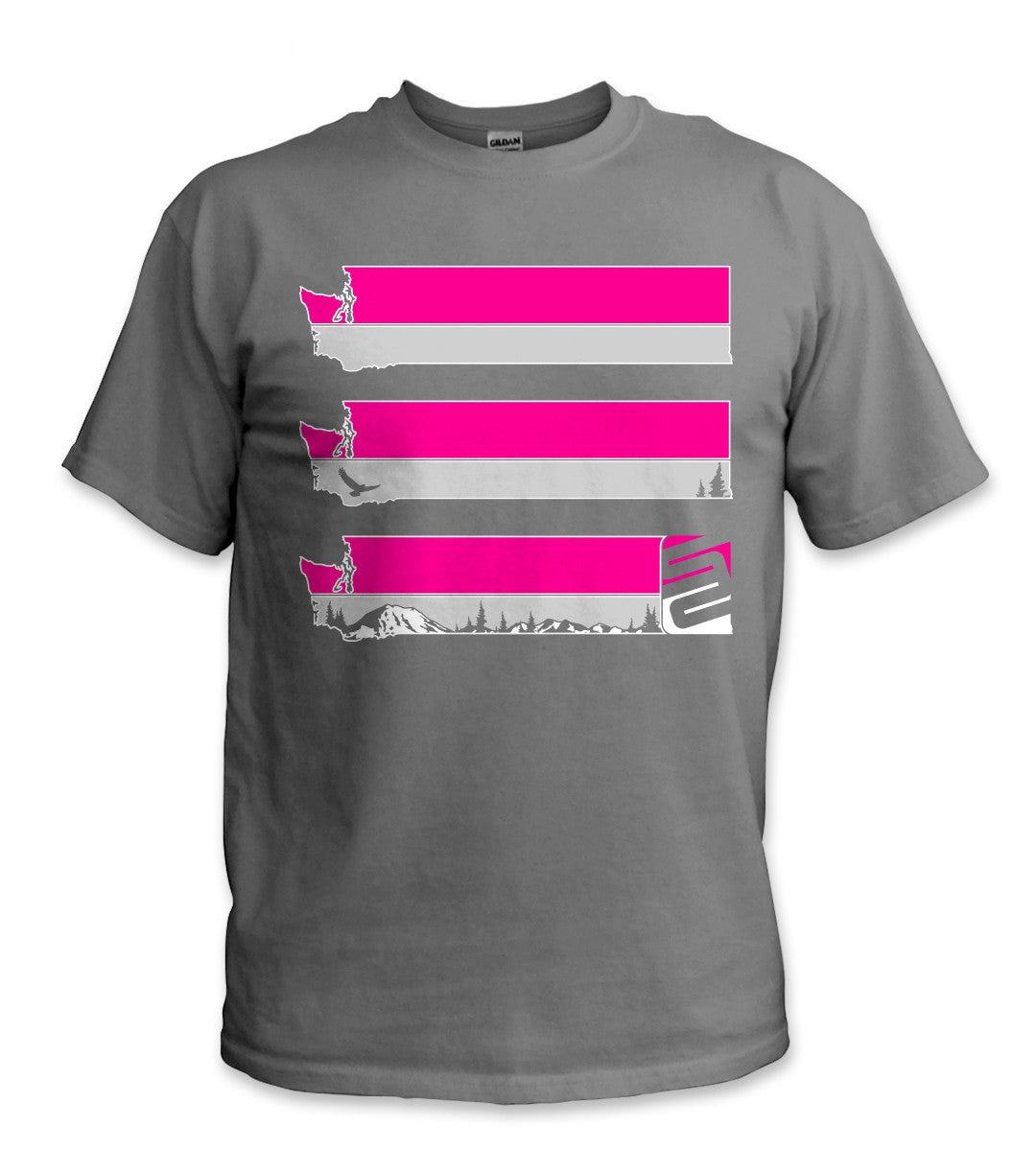 Washington State Hi-Vis Safety Stripe Tee - Neon Pink/Gray/Charcoal
