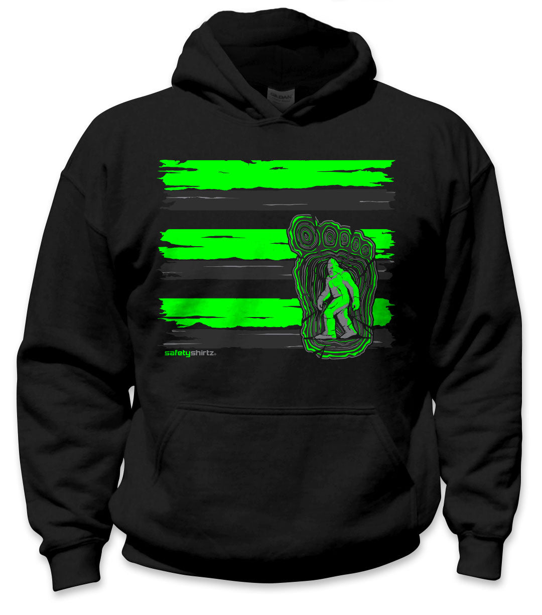 YOUTH Bigfoot Hi-Vis Safety Stripe Hoodie - Neon Green/Reflective/Black
