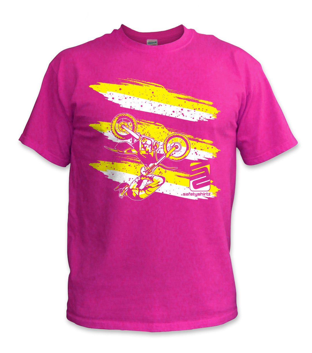 Youth Moto Safety Shirt - Yellow/Pink