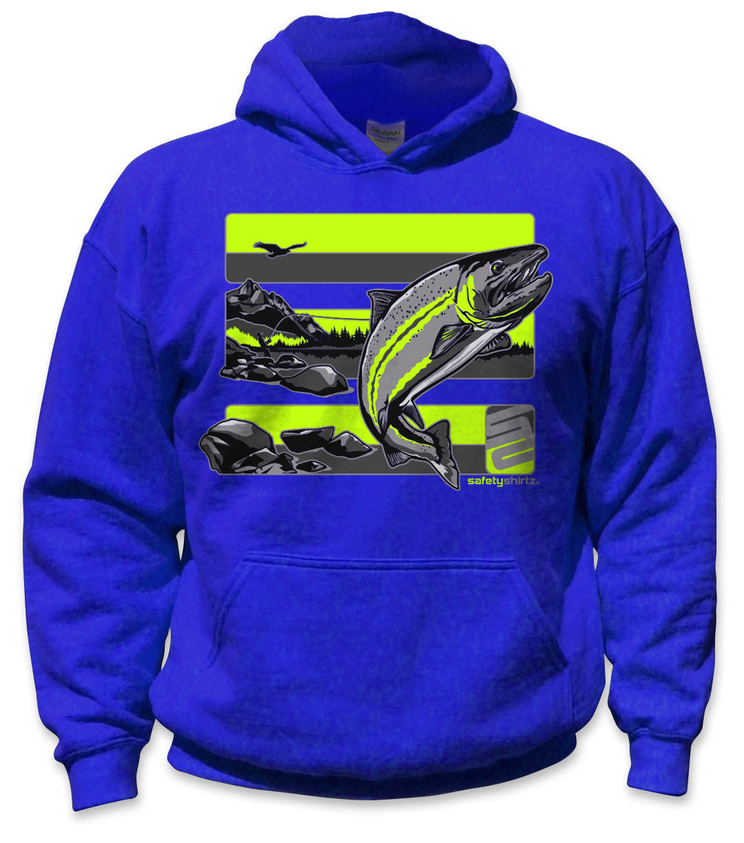 YOUTH Steelhead Hi-Vis Safety Hoodie - Neon Yellow/Black Reflective/Royal Blue