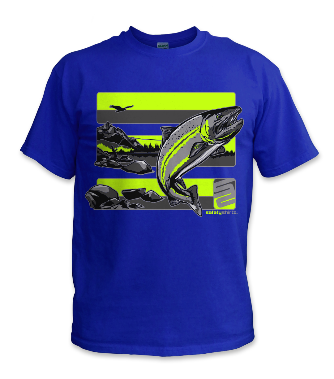 YOUTH Steelhead Hi-Vis Safety Tee - Neon Yelow/Black Reflective/Royal Blue