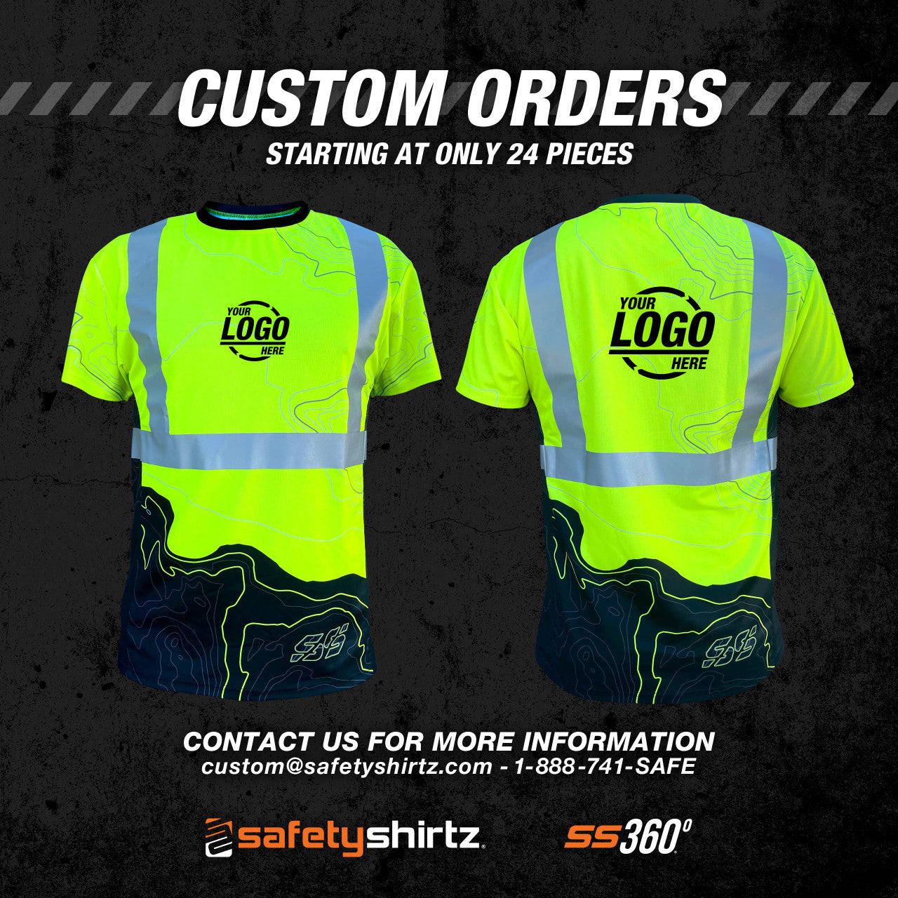 SS360º Topo Yellow Class 2 - Type-R - UPF 40 - Reflective Safety Shirt - Custom Orders