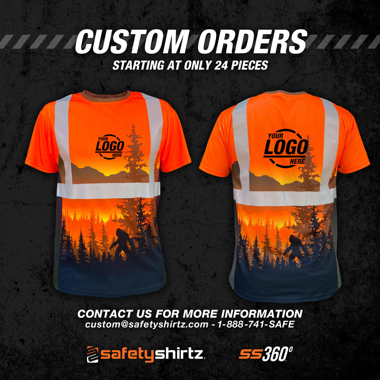 SS360º Wildland Sasquatch - Orange - Class 2 - Type-R - UPF 40 - Reflective Safety Shirt - Custom Orders