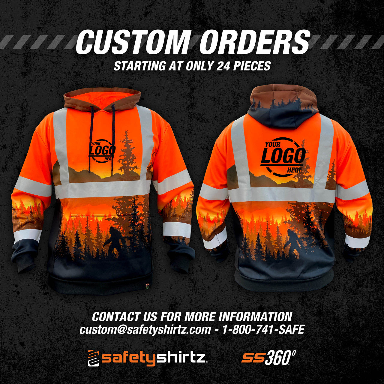 SS360º Wildland Sasquatch - Orange - Class 3 - Type-R - Safety Hoodie - Custom Orders