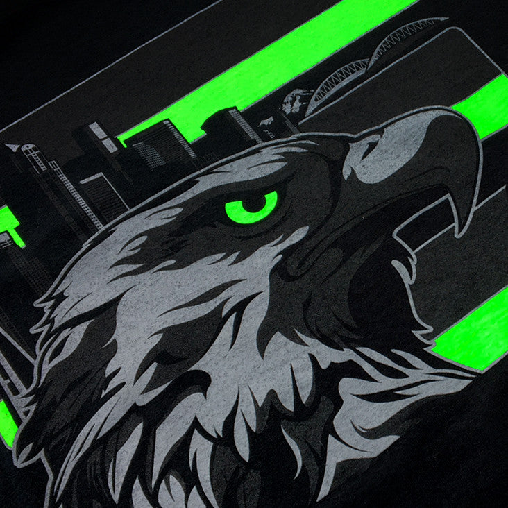 Seattle Stealth Hi-Vis Safety Stripe Tee - Neon Green/Reflective/Black