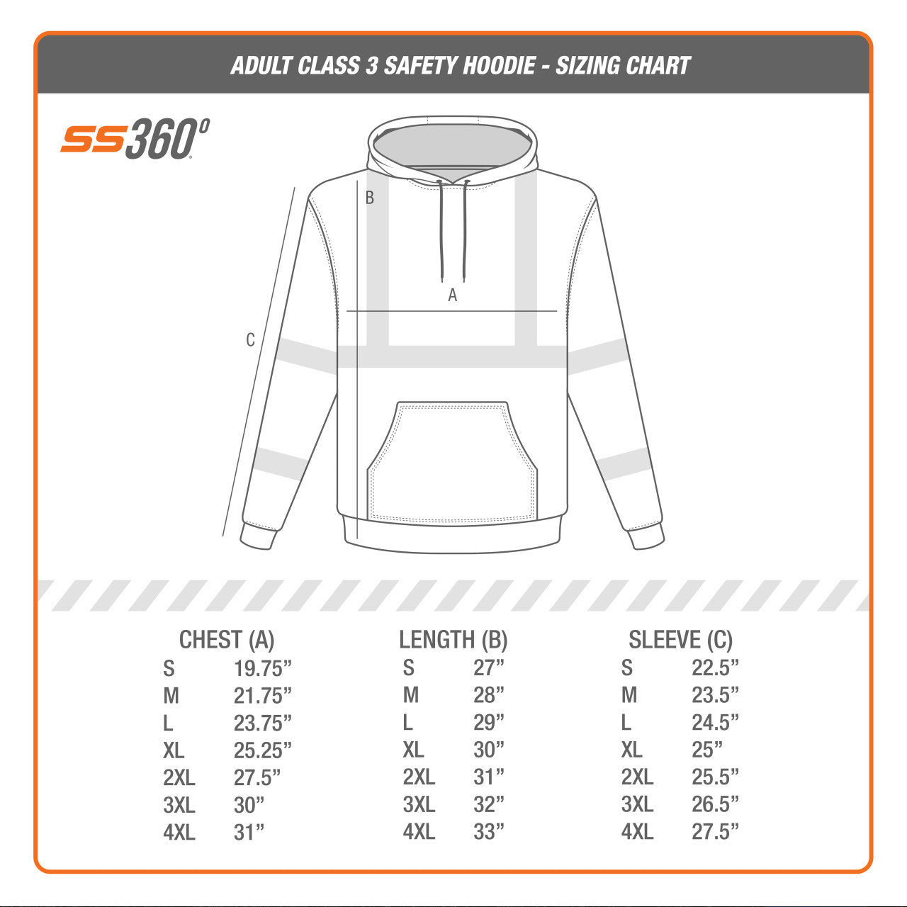 SS360º Hoodie - Size Chart