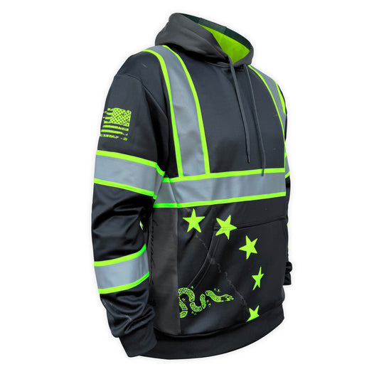 SS360º Stealth 1776 Betsy Ross - Black - Type-O - Enhanced Visibility - Reflective Safety Hoodie