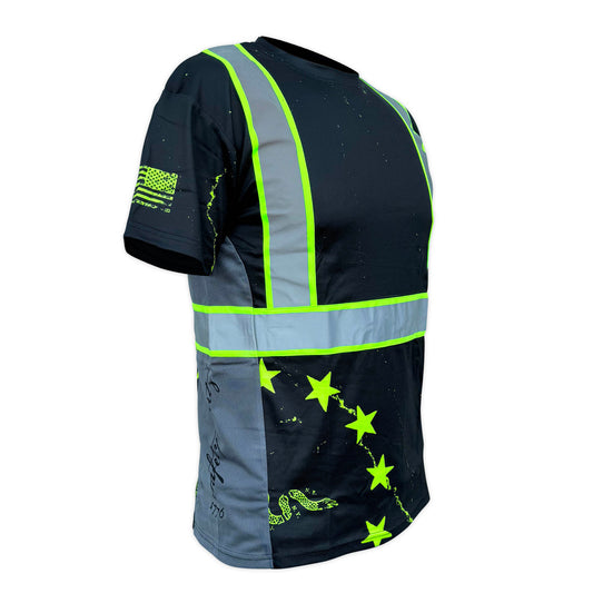 SS360º Stealth 1776 Betsy Ross - Black - Type-O - UPF 40 - Enhanced Visibility - Reflective Safety Shirt
