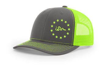 1776 Betsy Ross - Richardson Snapback Hat - Charcoal/Yellow (Safety Green) Mesh