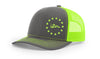 1776 Betsy Ross - Richardson Snapback Hat - Charcoal/Yellow (Safety Green) Mesh