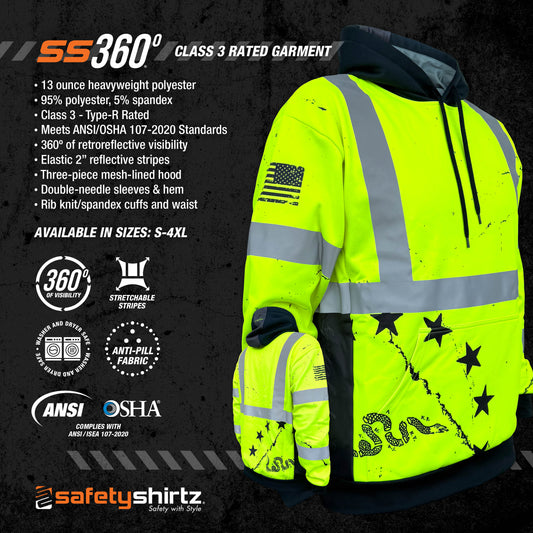 SS360º 1776 Betsy Ross - Yellow - Class 3 - Type-R - Safety Hoodie