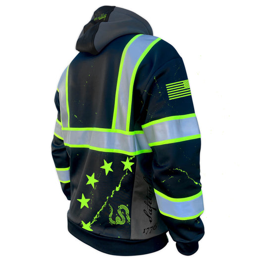 SS 360º Stealth 1776 Betsy Ross LIGHTWEIGHT - Black - Enhanced Visibility - Reflective Safety Hoodie