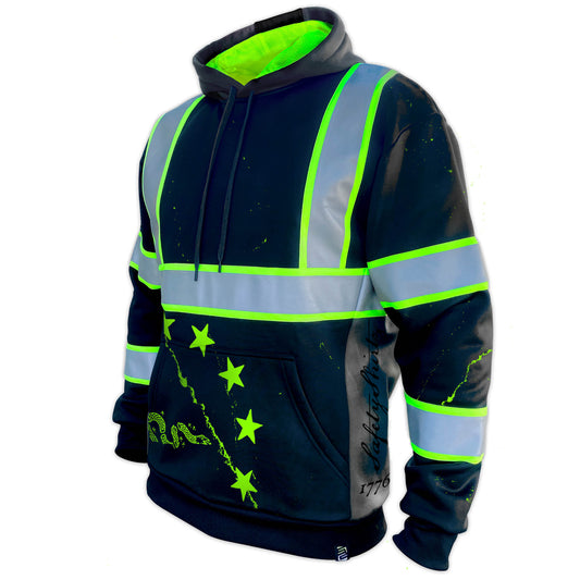 SS 360º Stealth 1776 Betsy Ross LIGHTWEIGHT - Black - Enhanced Visibility - Reflective Safety Hoodie