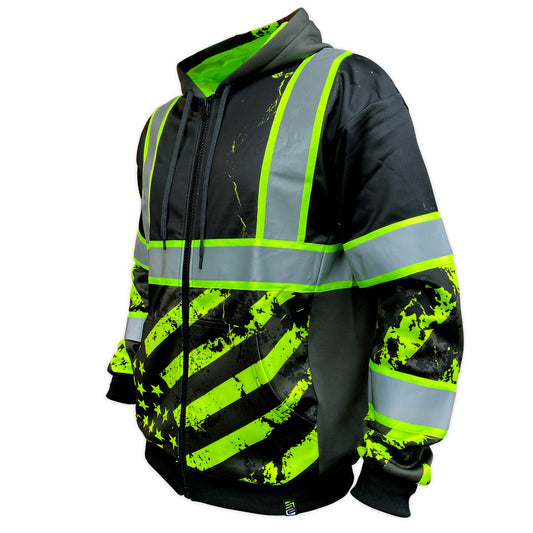 SS360º Stealth American Grit Zip-Up - Black - Type-O Reflective Safety Hoodie