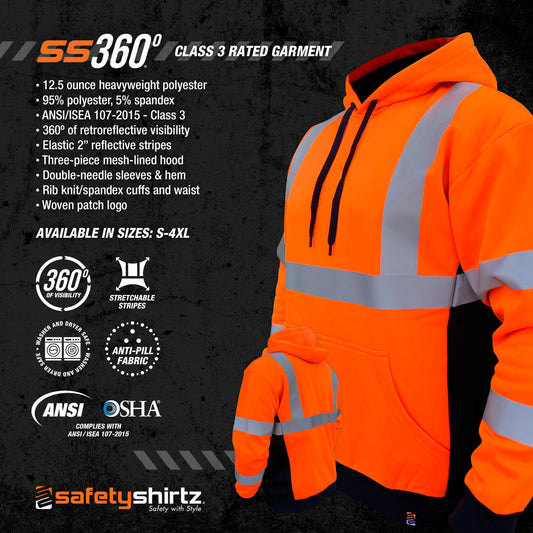 SS360° Basic Orange Class 3 - Type-R - Reflective Safety Hoodie