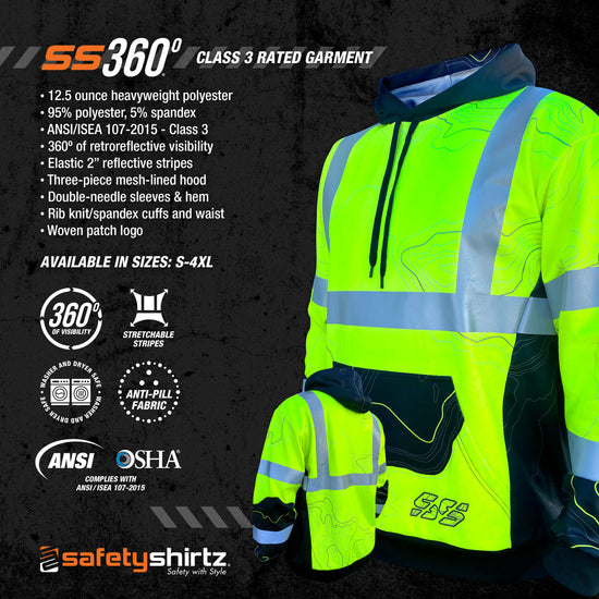 SS360º Topo - Yellow - Class 3 - Type-R Safety Hoodie - Product Features