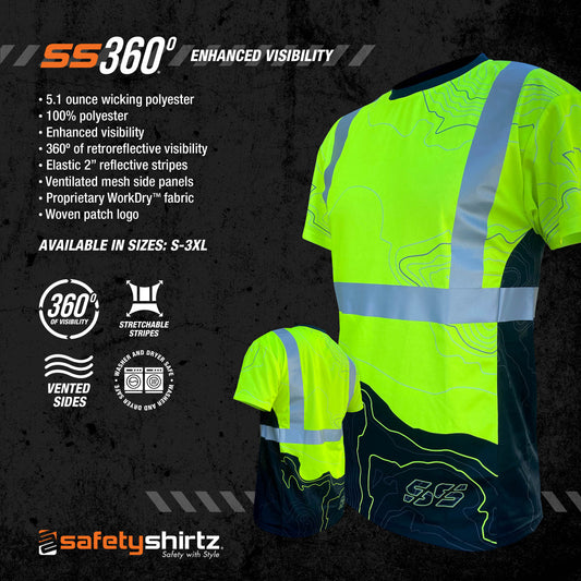 SS360º Topo Yellow Class 2 - Type-R - UPF 40 -  Reflective Safety Shirt - Product Features