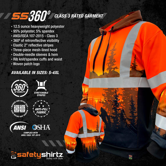 SS360º Wildland Sasquatch - Orange - Class 3 - Type-R - Safety Hoodie - Product Features