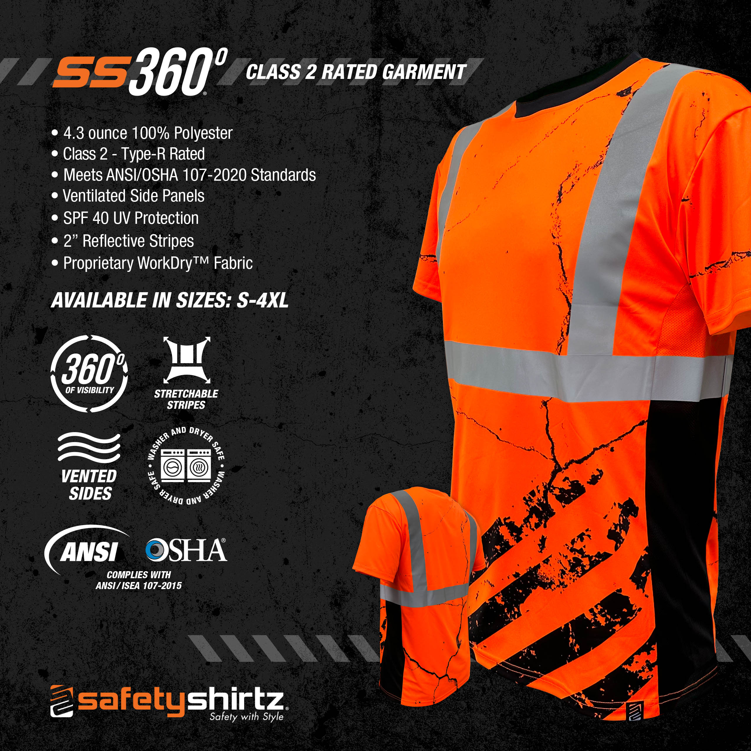 American Grit Orange Class 3 Type-R Reflective Safety Hoodie