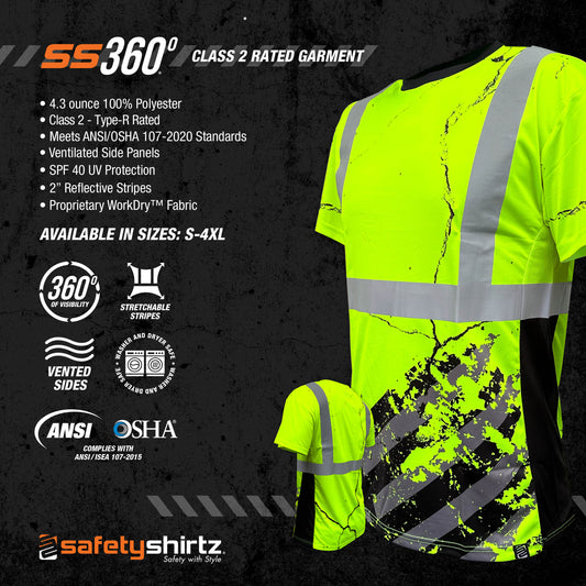 SS360º American Grit - Yellow - Class 2 - Type-R - UPF 40 - Reflective Safety Shirt