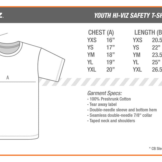 Youth Sasquatch Safety Shirt Size Chart