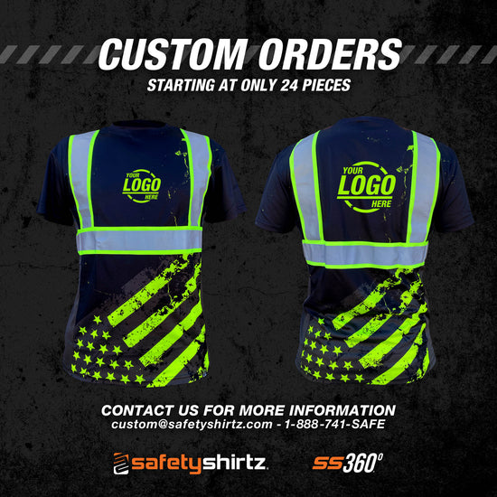 SS360º Stealth American Grit - Black - Type-O - UPF 40 - Reflective Safety Shirt - Custom Orders
