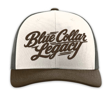 Roslyn - Blue Collar Legacy Snapback Hat - Cream/Brown Mesh