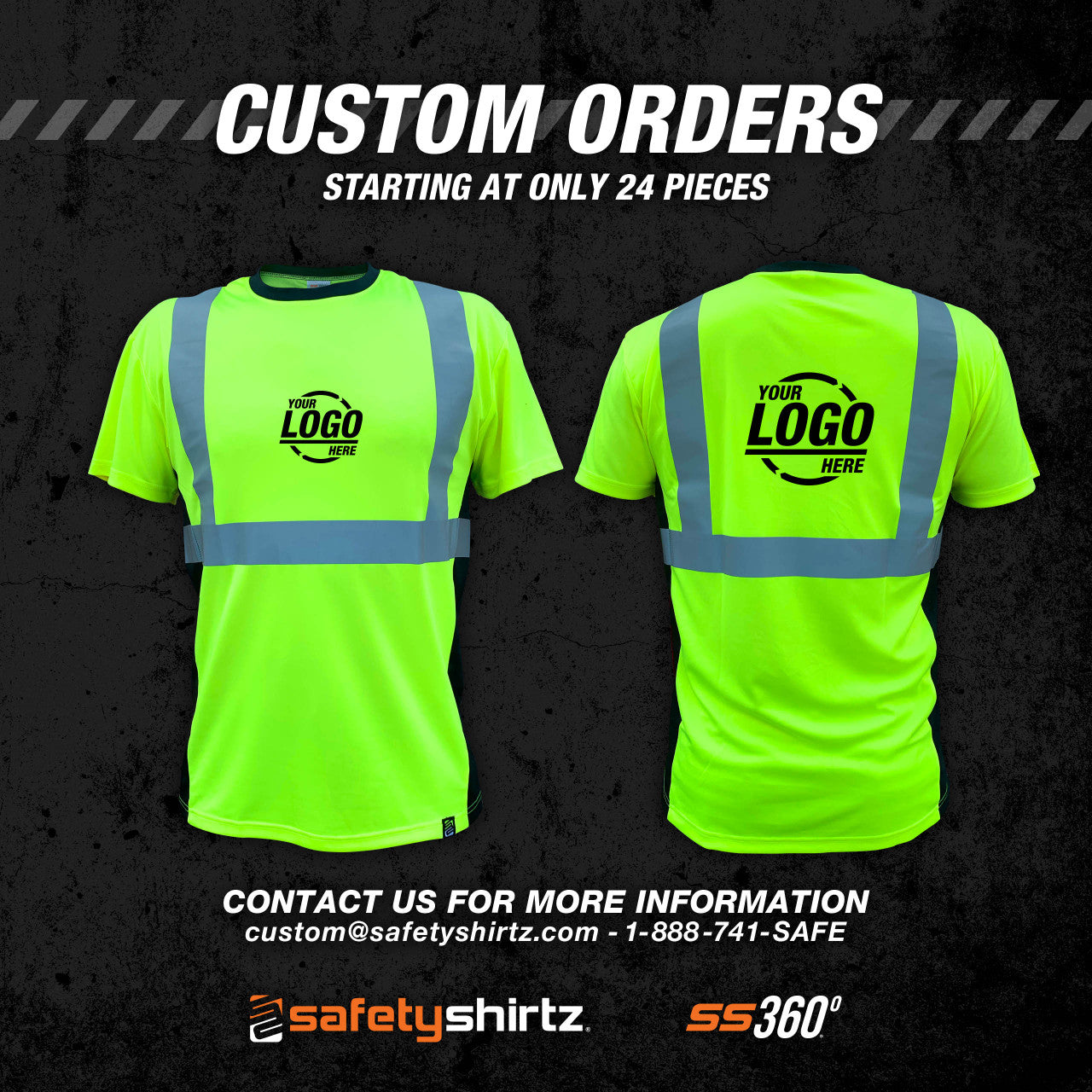 S360º Basic - Yellow (Safety Green) - Class 2 - Type-R - UPF 40 - Reflective Safety Shirt - Custom Orders
