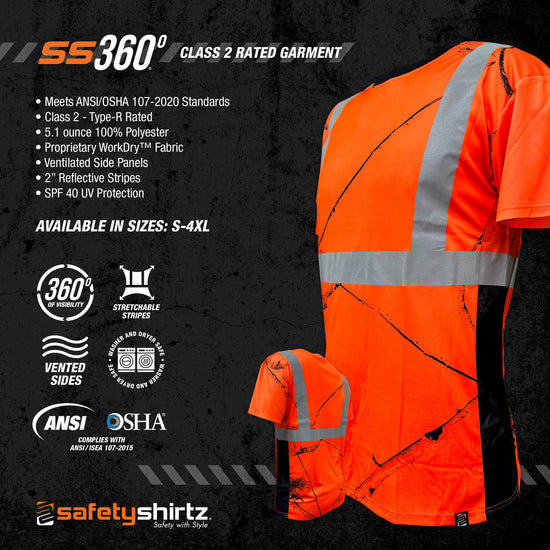 SS360º Daybreak - Orange - Class 2 - Type-R - Reflective Safety Tee