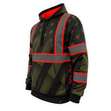 SS360º The Patriot - Military Green - Enhanced Visibility - Reflective Safety Hoodie