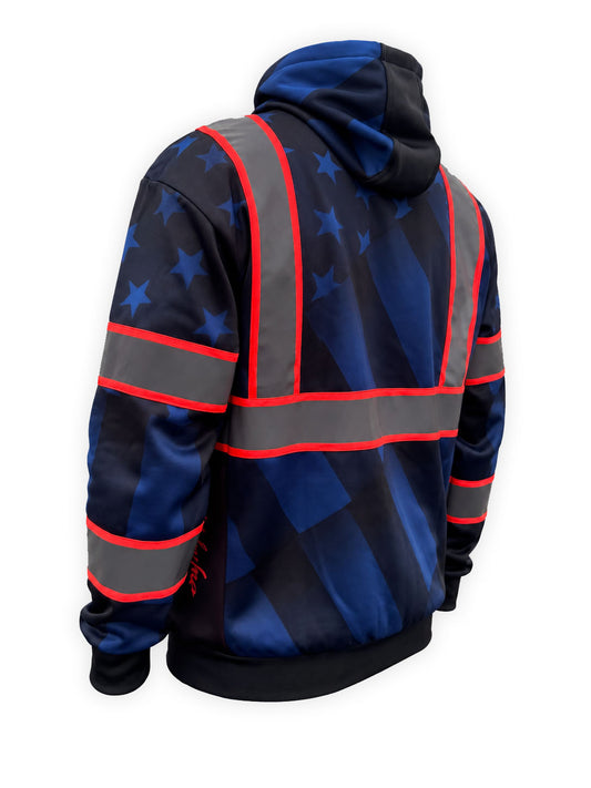 SS360º The Patriot - Blue - Enhanced Visibility - Reflective Safety Hoodie