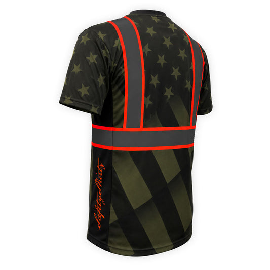 SS360º The Patriot - Military Green - UPF 40 - Enhanced Visibility - Reflective Safety Shirt