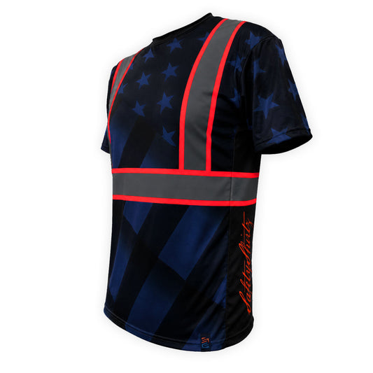 SS360º The Patriot - Blue - UPF 40 - Enhanced Visibility - Reflective Safety Shirt