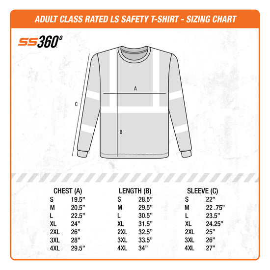 SS360º Long Sleeve Tee - Size Chart