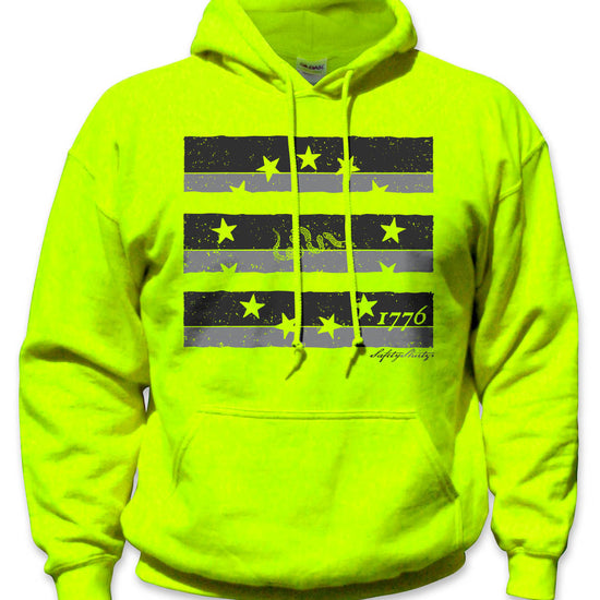 1776 Betsy Ross - Hi-Vis Safety Safety Stripe Hoodie - Gray/Reflective/Yellow (Safety Green)
